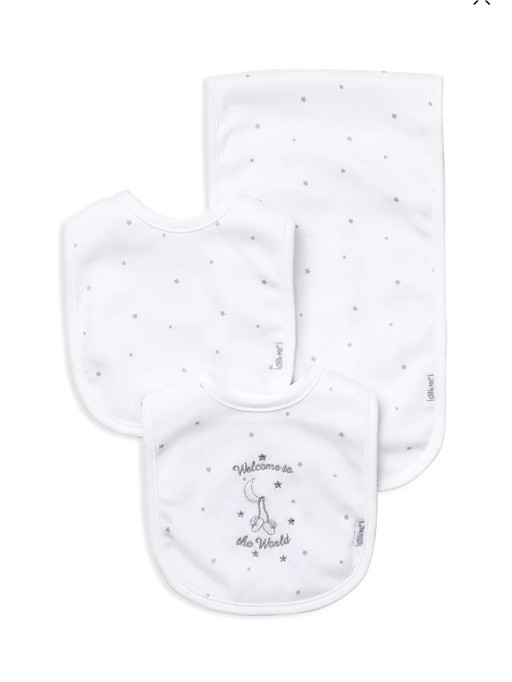 Little Me Baby Bib & Burp Cloth Set Infant Unisex Welcome to the World Gift Set